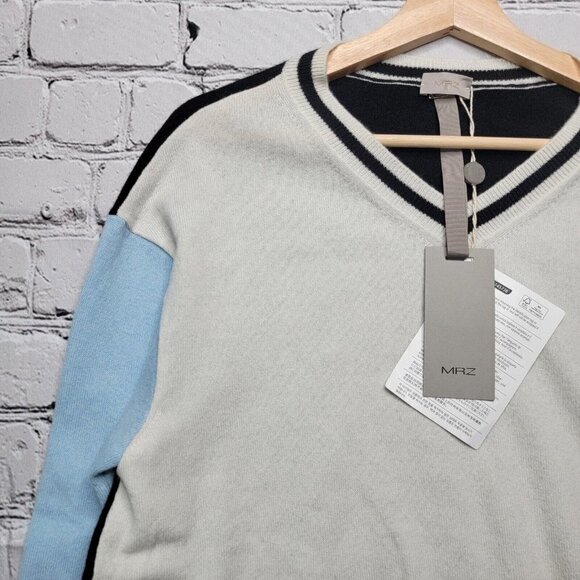 MrZ Wool Cashmere Blend V Neck Block Color Sweater NWT Size L - Picture 5 of 13